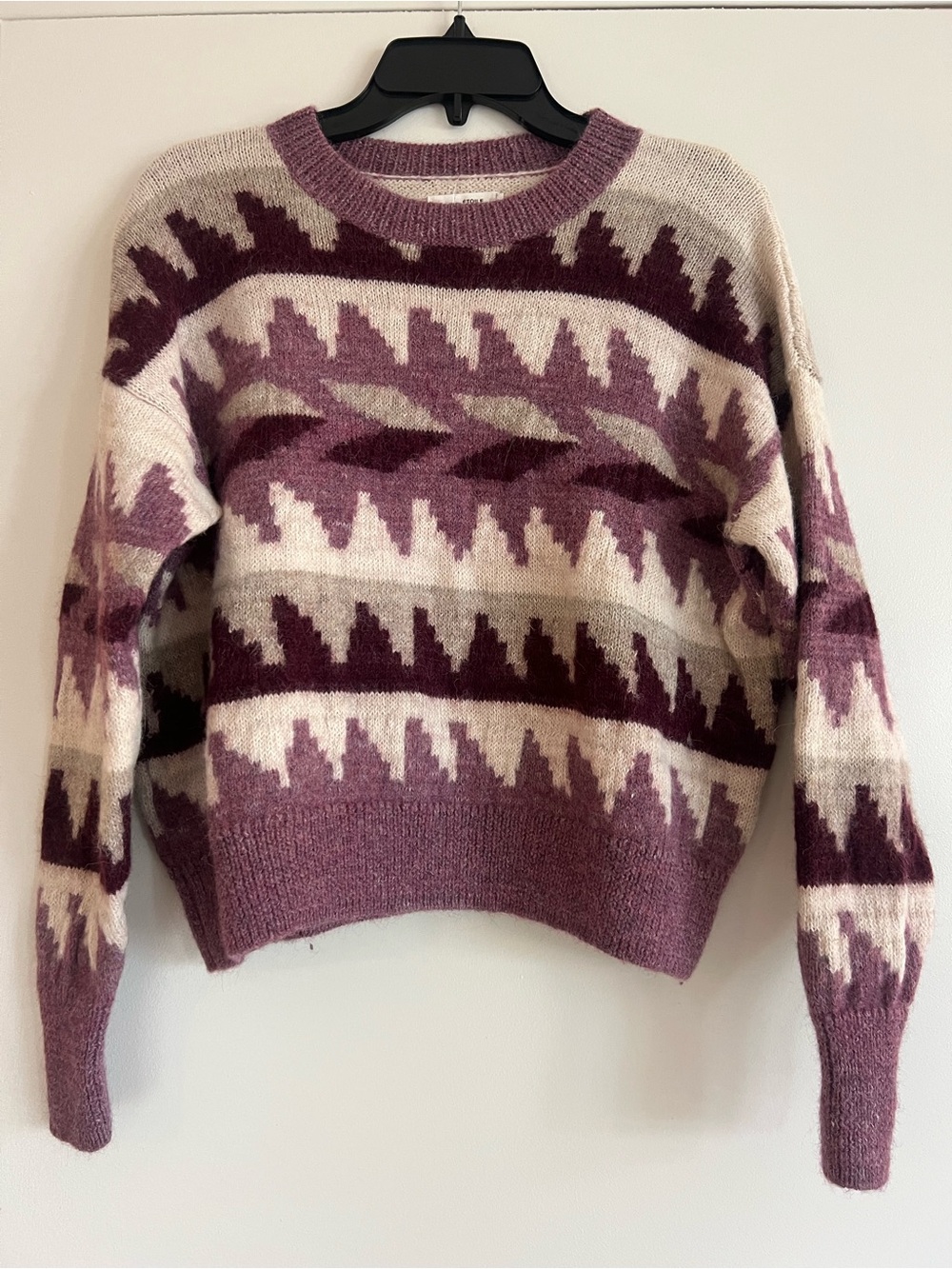 Isabel Marant Étoile Purple Multi Fair Isle Mohair Blend Crewneck Sweater